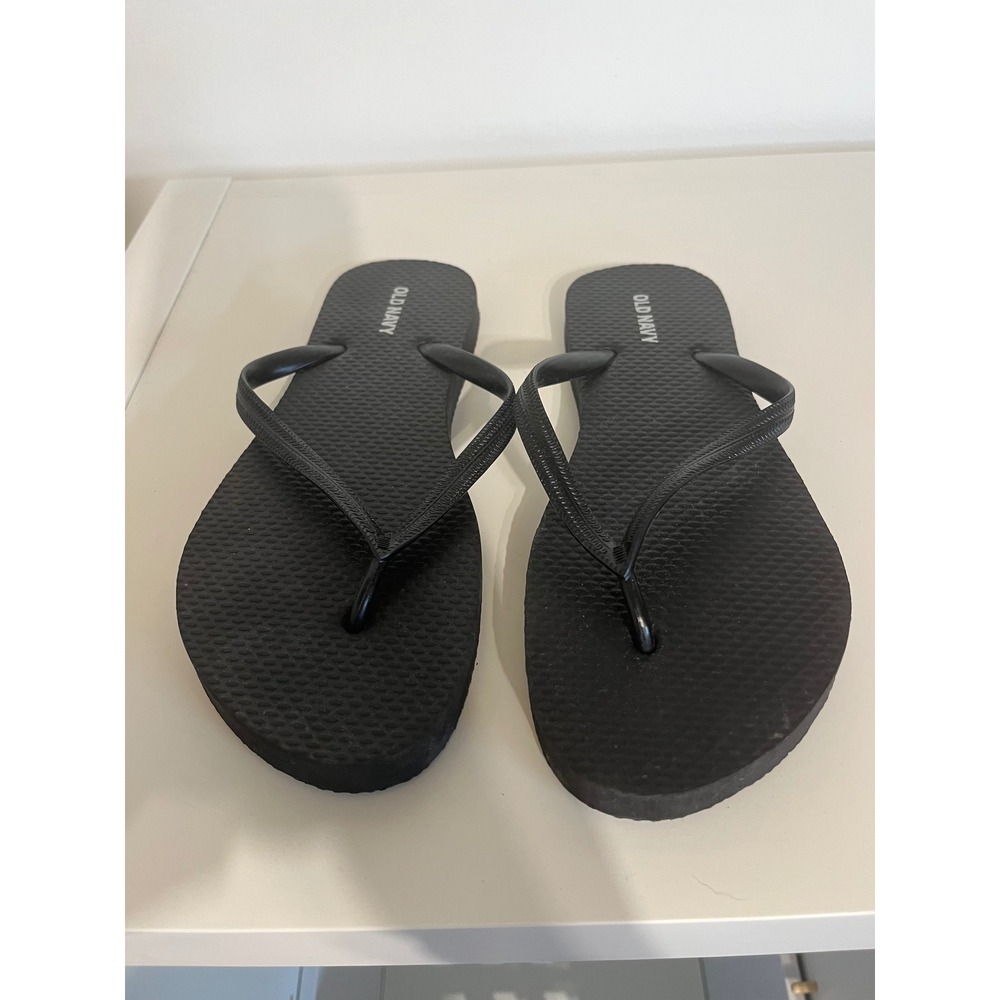 Old Navy Womens Black Classic Flip Flop Sandals Size 6 Summer Beach Pool Shoes